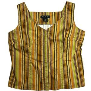 Vintage Stretch Vest Plus Size Multicolor Cotton Blend Size 18W Y2K Boho